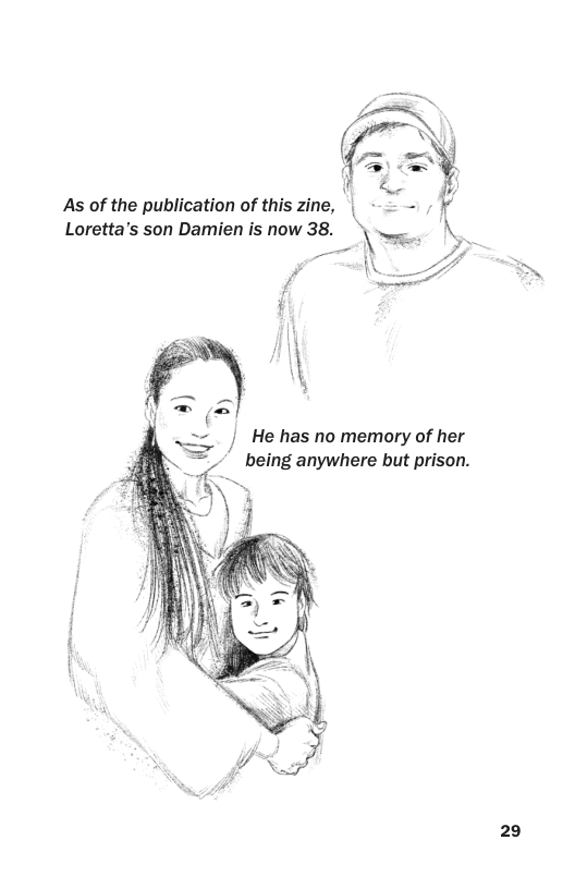 As of the publication of this zine, | \ Loretta’s son Damien is now 38. \‘ = / o | He has no memory of her being anywhere but prison. 29